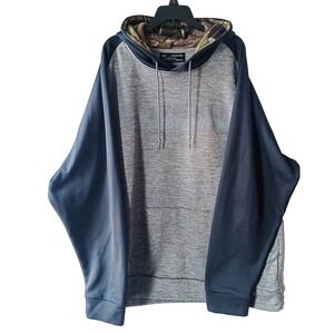 Under Armour Stacked Hunting Hoodie Mens 2XL Cold Gear Camo Hood Lining Gray Blk